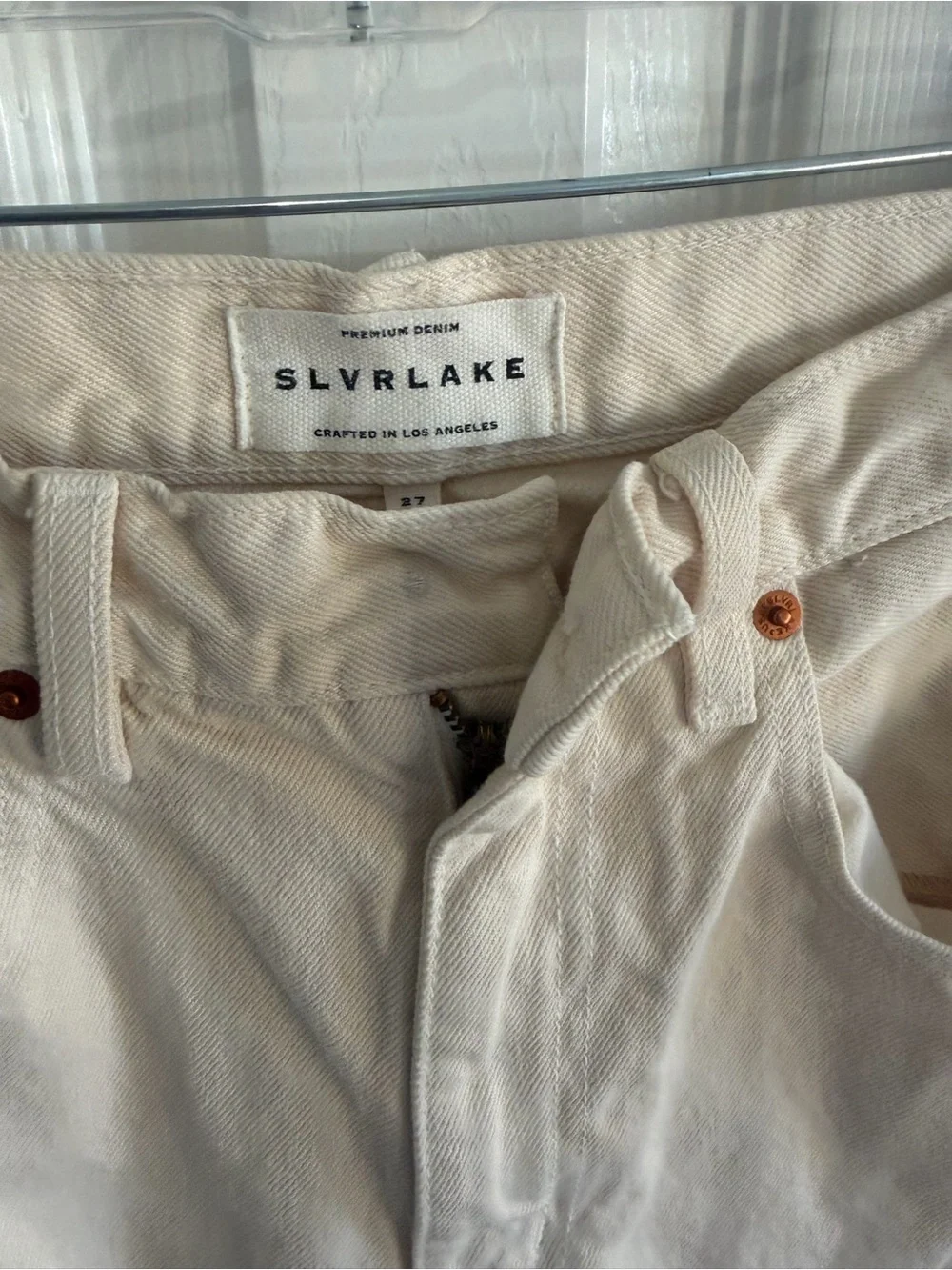 Slvrlake London High Rise Straight Leg Jean Ecru Size 27 FLAWED